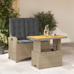 Vidaxl - Ensemble à manger de jardin et coussins 2 pcs beige poly rotin