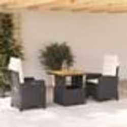 vidaXL Ensemble à manger de jardin avec coussins 3 pcs Noir