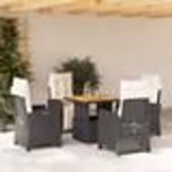 vidaXL Ensemble à manger de jardin coussins 5pcs Noir Résine tressée