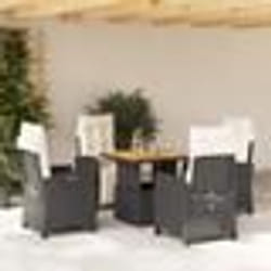 vidaXL Ensemble à manger de jardin coussins 5pcs Noir Résine tressée