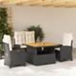 vidaXL Ensemble à manger de jardin 4 pcs avec coussins noir