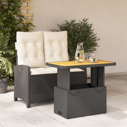 Vidaxl - Ensemble à manger de jardin coussins 2pcs noir résine tressée