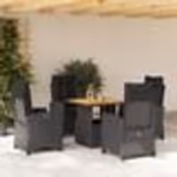 vidaXL Ensemble à manger de jardin coussins 5pcs Noir Résine tressée