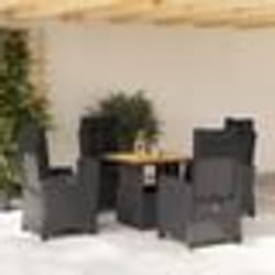 vidaXL Ensemble à manger de jardin coussins 5pcs Noir Résine tressée