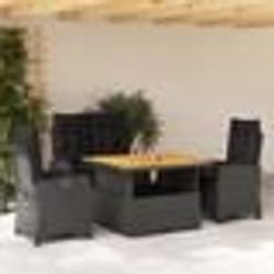 vidaXL Ensemble à manger de jardin 4 pcs avec coussins noir