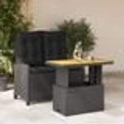 vidaXL Ensemble à manger de jardin coussins 2pcs noir résine tressée