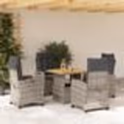 vidaXL Ensemble à manger de jardin 5 pcs coussins gris résine tressée