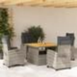 vidaXL Ensemble à manger de jardin 5 pcs coussins gris résine tressée