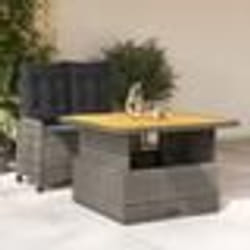 vidaXL Ensemble à manger de jardin et coussins 2 pcs gris rotin