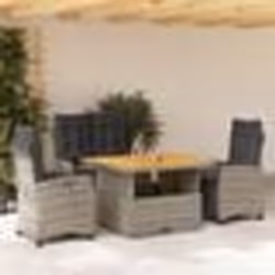 vidaXL Ensemble à manger jardin 4pcs et coussins Gris Résine tressée