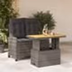 vidaXL Ensemble à manger de jardin et coussins 2 pcs gris rotin