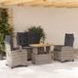 vidaXL Ensemble à manger jardin 4pcs et coussins Gris Résine tressée