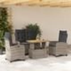 vidaXL Ensemble à manger jardin 4pcs et coussins Gris Résine tressée