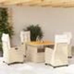 vidaXL Ensemble à manger de jardin avec coussins 5pcs Beige poly rotin