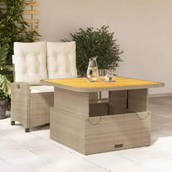 vidaXL Ensemble à manger de jardin et coussins 2 pcs beige poly rotin