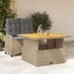 vidaXL Ensemble à manger de jardin et coussins 2 pcs beige poly rotin