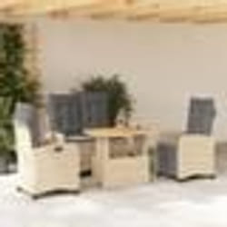vidaXL Ensemble à manger de jardin coussins 4 pcs beige résine tressée