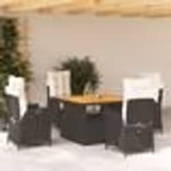 vidaXL Ensemble à manger de jardin coussins 5pcs Noir Résine tressée