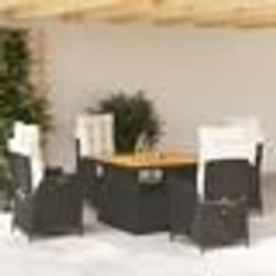 vidaXL Ensemble à manger de jardin coussins 5pcs Noir Résine tressée