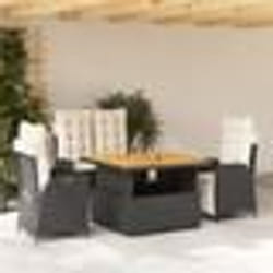 vidaXL Ensemble à manger de jardin 4 pcs avec coussins noir