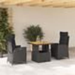vidaXL Ensemble à manger de jardin avec coussins 3 pcs Noir