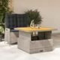 vidaXL Ensemble à manger de jardin et coussins 2 pcs gris rotin