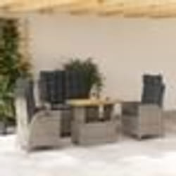 vidaXL Ensemble à manger jardin 4pcs et coussins Gris Résine tressée