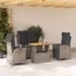 vidaXL Ensemble à manger jardin 4pcs et coussins Gris Résine tressée