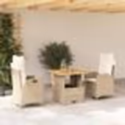 vidaXL Ensemble à manger de jardin et coussins 3 pcs Beige poly rotin
