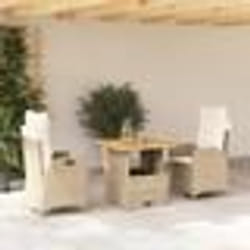 vidaXL Ensemble à manger de jardin et coussins 3 pcs Beige poly rotin