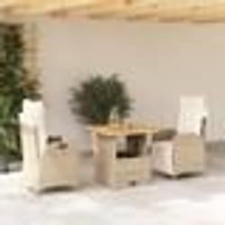 vidaXL Ensemble à manger de jardin et coussins 3 pcs Beige poly rotin