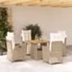 vidaXL Ensemble à manger de jardin avec coussins 5pcs Beige poly rotin