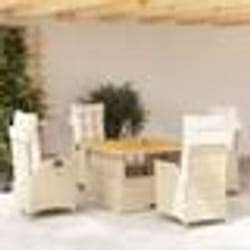vidaXL Ensemble à manger de jardin avec coussins 5pcs Beige poly rotin