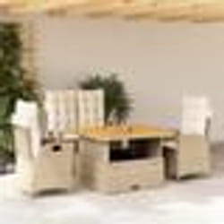vidaXL Ensemble à manger de jardin coussins 4 pcs beige résine tressée