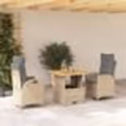 vidaXL Ensemble à manger de jardin et coussins 3 pcs Beige poly rotin