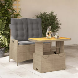 vidaXL Ensemble à manger de jardin et coussins 2 pcs beige poly rotin