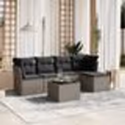 vidaXL Salon de jardin 6 pcs avec coussins gris résine tressée