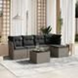 vidaXL Salon de jardin 6 pcs avec coussins gris résine tressée