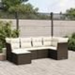 vidaXL Salon de jardin avec coussins 6 pcs marron résine tressée
