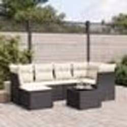vidaXL Salon de jardin 7 pcs avec coussins noir résine tressée