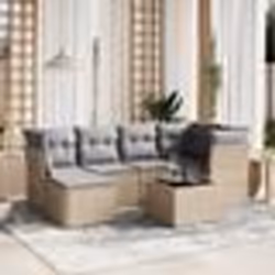 vidaXL Salon de jardin avec coussins 7pcs mélange beige résine tressée