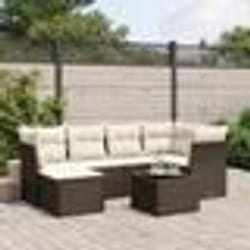 vidaXL Salon de jardin avec coussins 7 pcs marron résine tressée