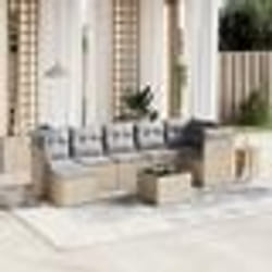vidaXL Salon de jardin avec coussins 8pcs mélange beige résine tressée
