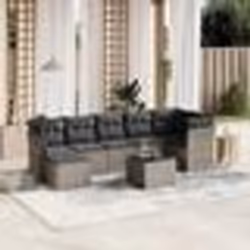 vidaXL Salon de jardin 8 pcs avec coussins gris résine tressée