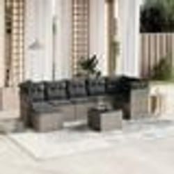 vidaXL Salon de jardin 8 pcs avec coussins gris résine tressée