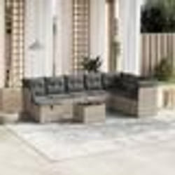 vidaXL Salon de jardin 9 pcs avec coussins gris clair résine tressée