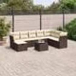 vidaXL Salon de jardin avec coussins 9 pcs marron résine tressée