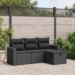Vidaxl - Salon de jardin 4 pcs avec coussins noir résine tressée