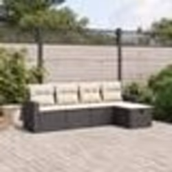 vidaXL Salon de jardin 5 pcs avec coussins noir résine tressée