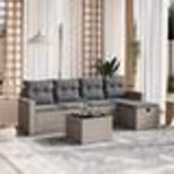 vidaXL Salon de jardin 6 pcs avec coussins gris résine tressée